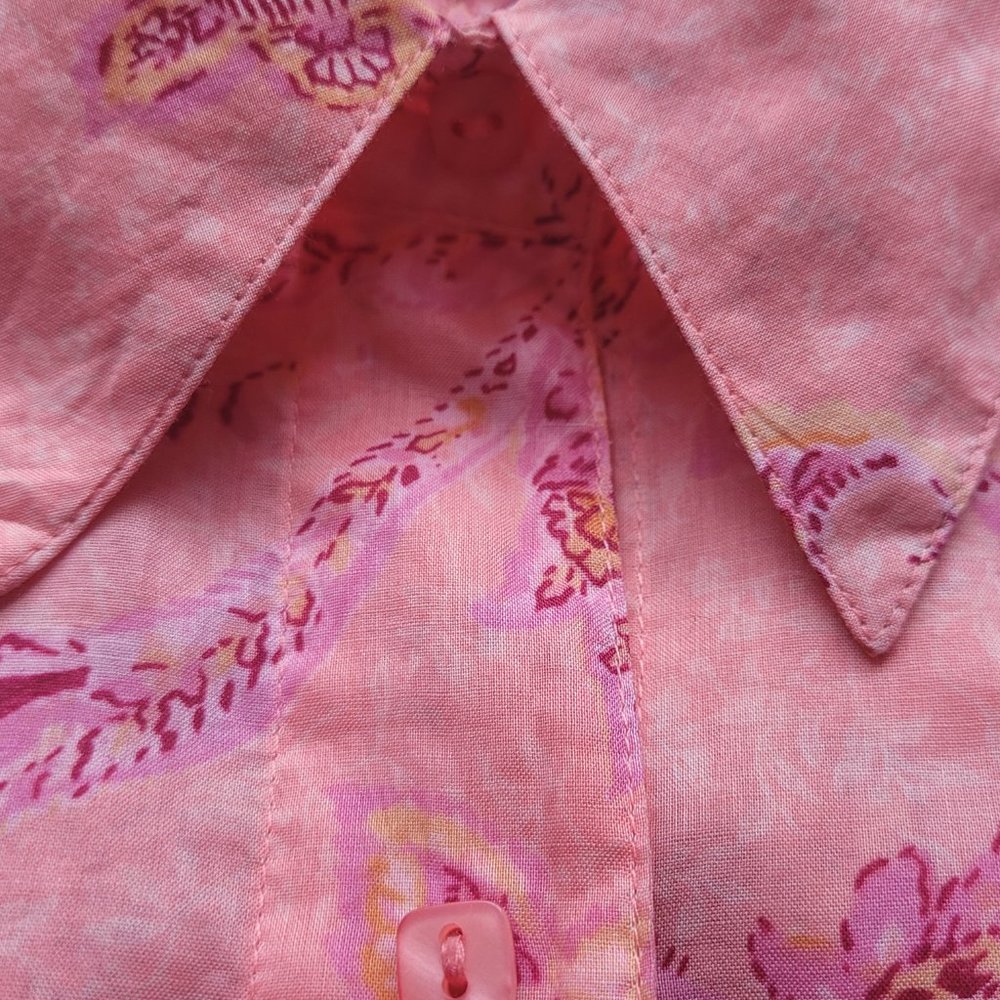 First Issue Women's Light Pink Coral Fitted Shirt, Luxurious 100% Cotton, Large, - Picture 13 of 13